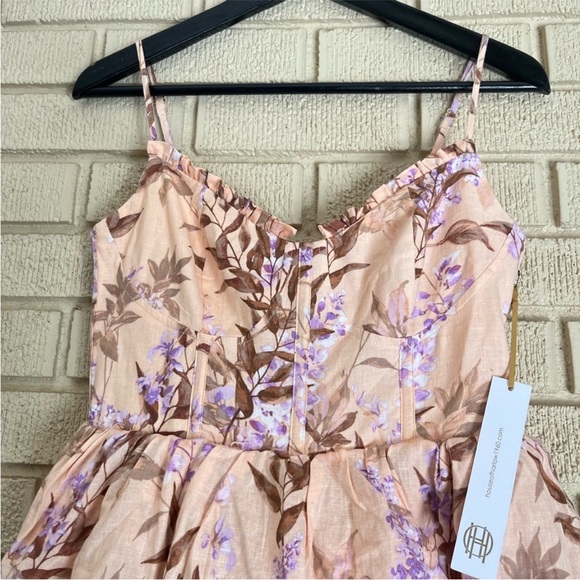 House of Harlow 1960 Corset Tiered Floral Linen Midi Dress NWT Size XS - Picture 6 of 14